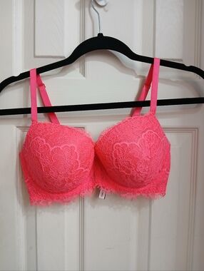 Victoria's Secret Dream Angels Lined Demi Bra Pink Sexy Lace Women's Size 34D